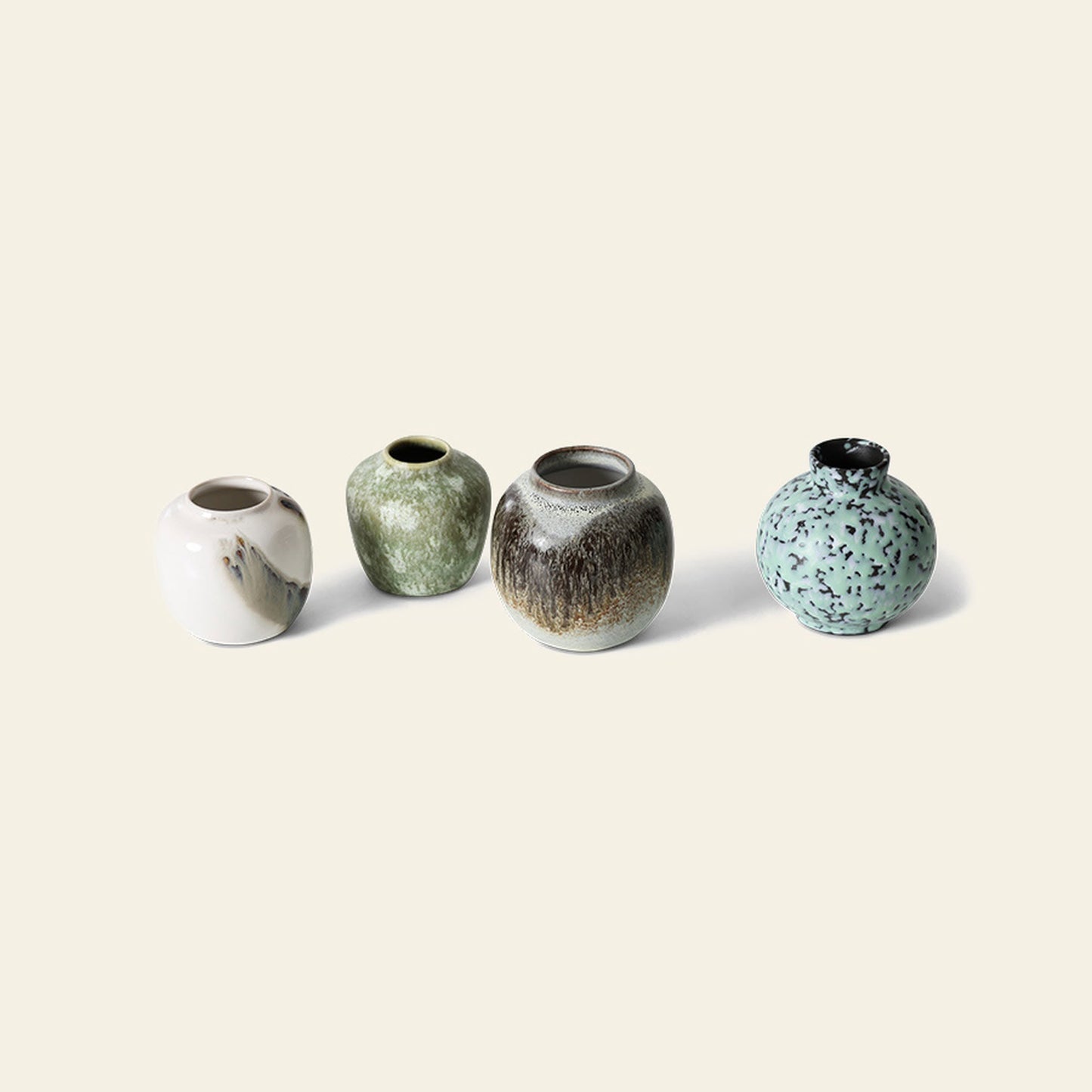 70s Ceramics: Small Vases, Set of 4 - Canyon