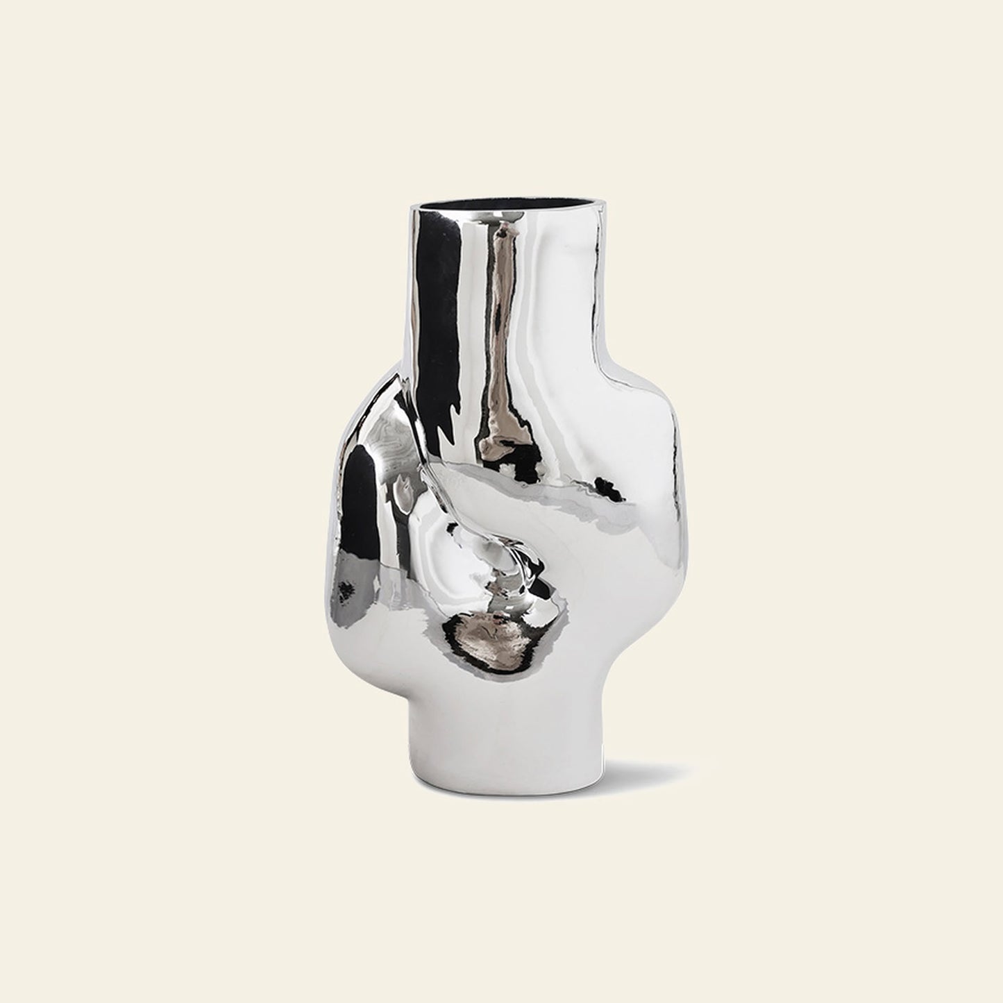 Gleam Glass High Vase - Chrome