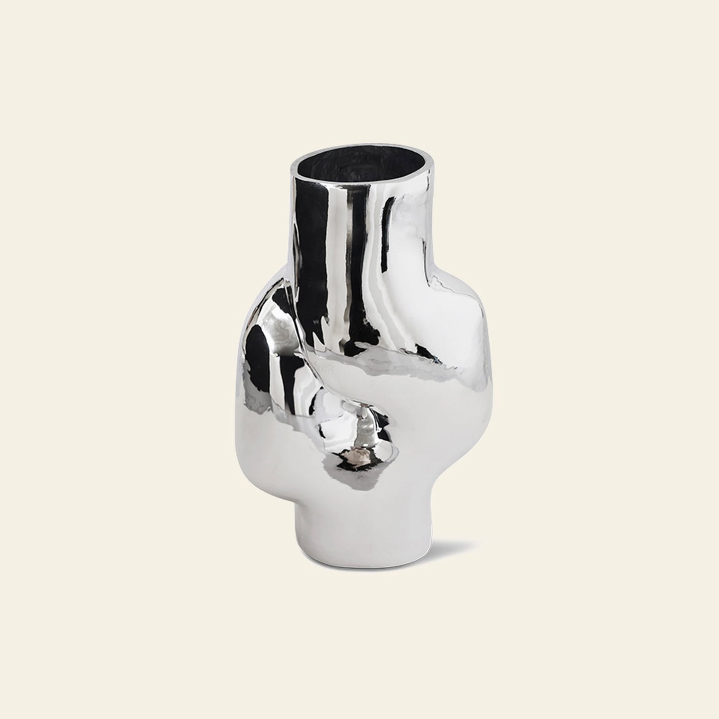 Gleam Glass High Vase - Chrome