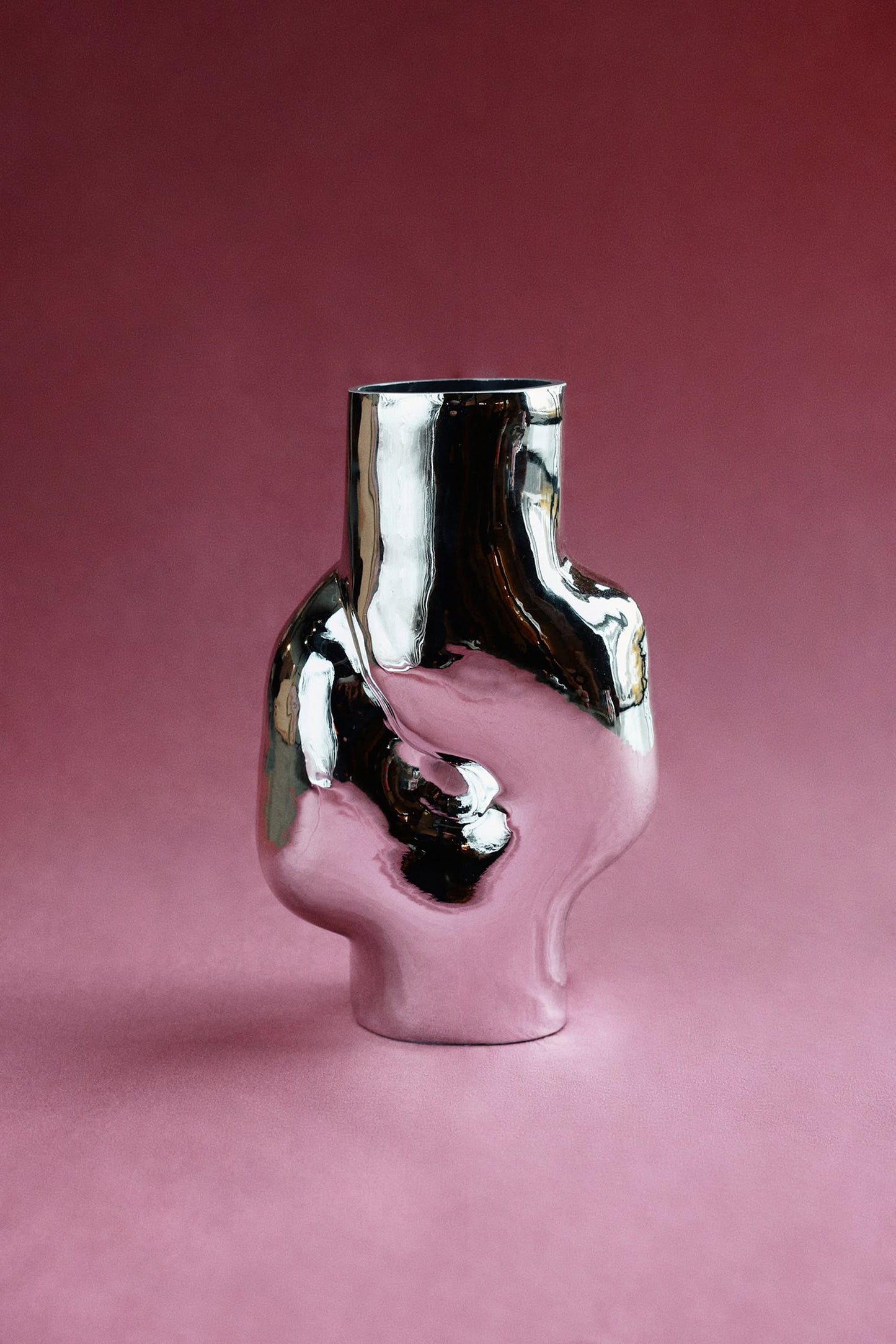 Gleam Glass High Vase - Chrome