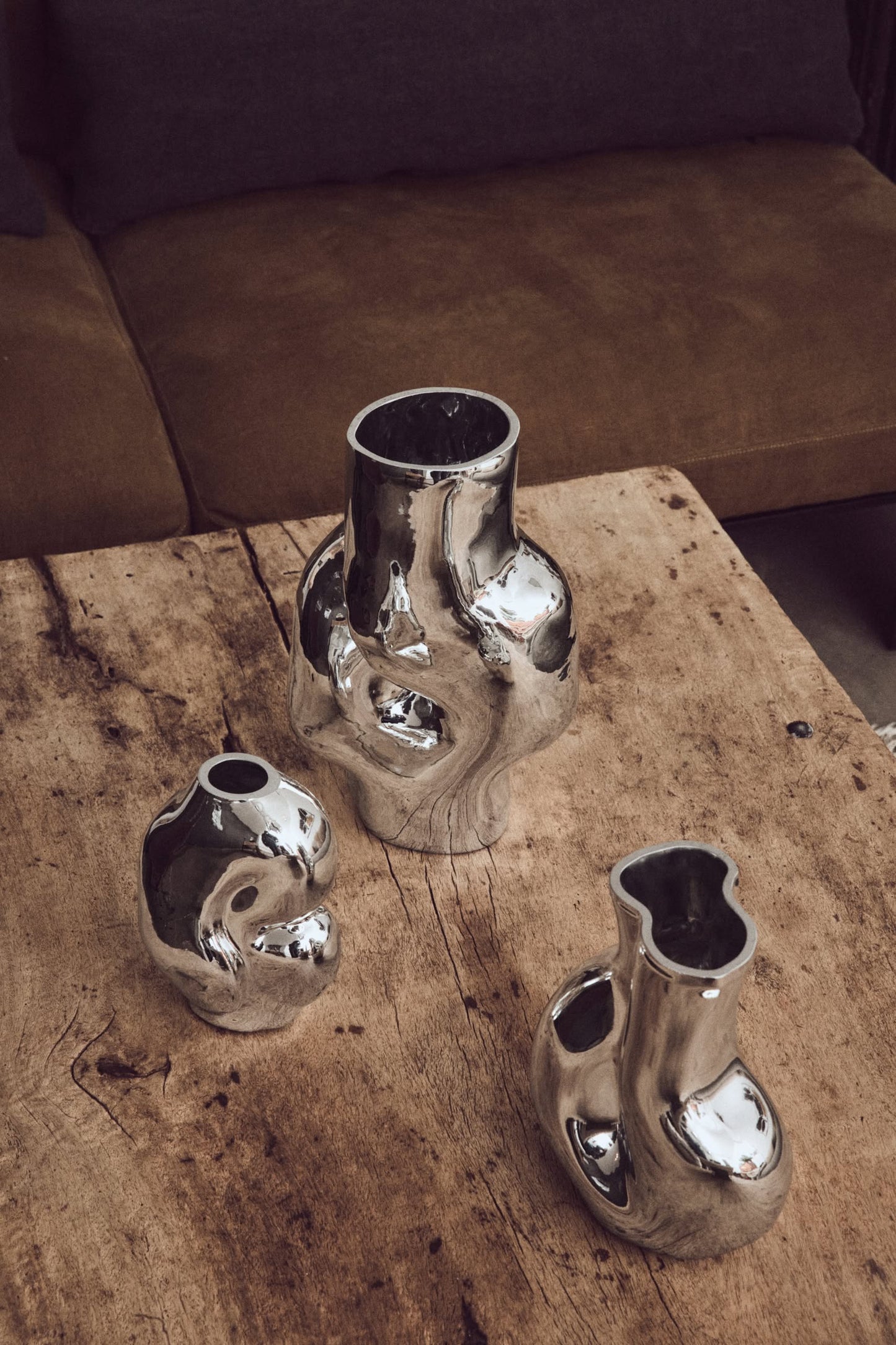 Gleam Glass High Vase - Chrome