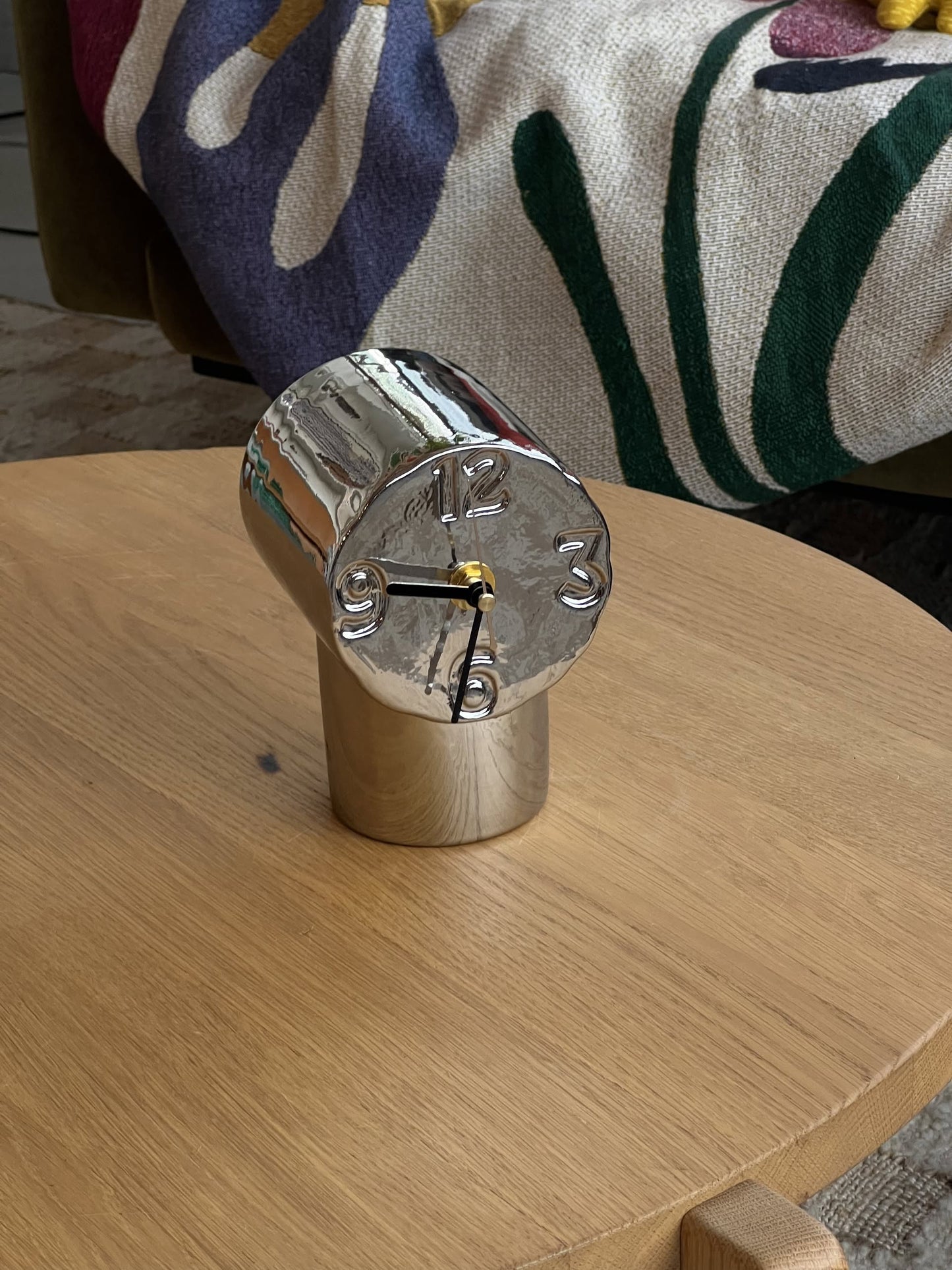 Retro Ceramic Clock - Chrome