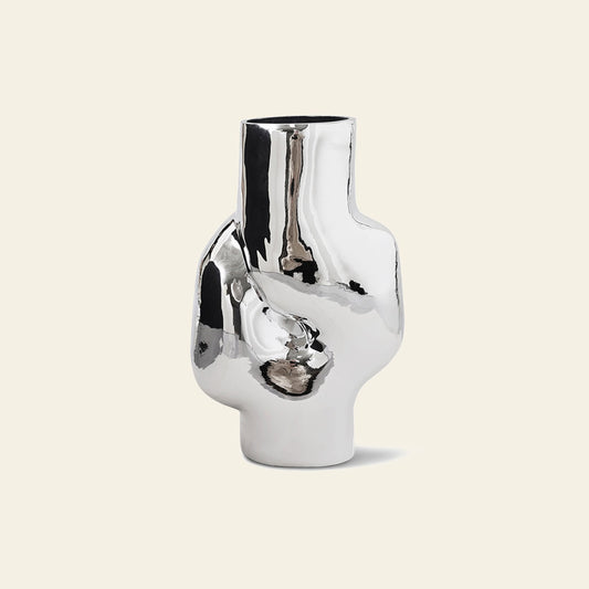 Gleam Glass High Vase - Chrome