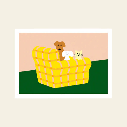 Armchair Dogs & Cat Poster (30x40)